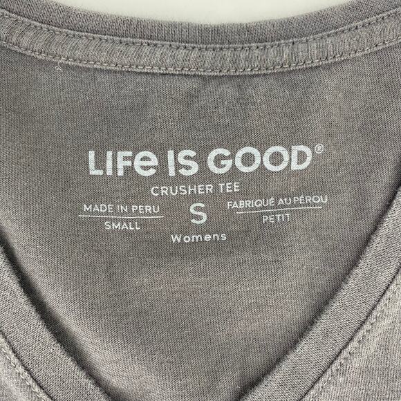 Life is good shirt womens size small  slice of pie crusher tee gray - Picture 6 of 9